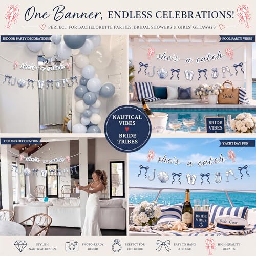 She's a Catch Bachelorette Party Banner Set - Coastal Decor