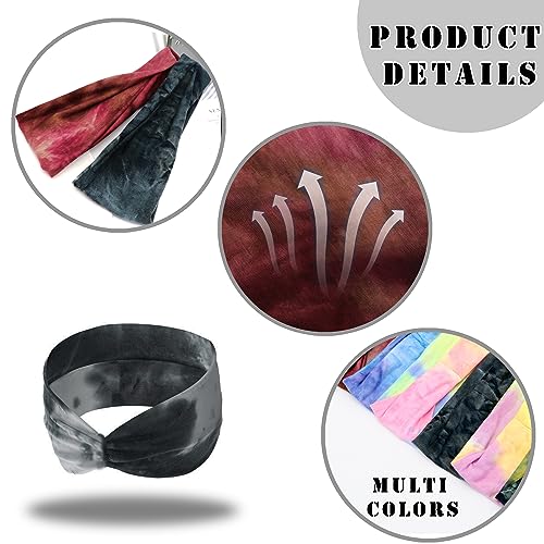 FULZTEY Style 71 Boho Tie Dye Headbands for Women, 6-Pack Yoga & Workout Hair Accessories