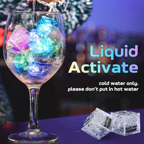 Reusable Light Up Ice Cubes - 12 Pack Color Changing Glow Cubes