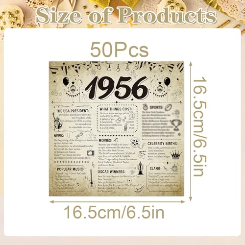 Vintage 70th Birthday Napkins - 50 Disposable Party Napkins