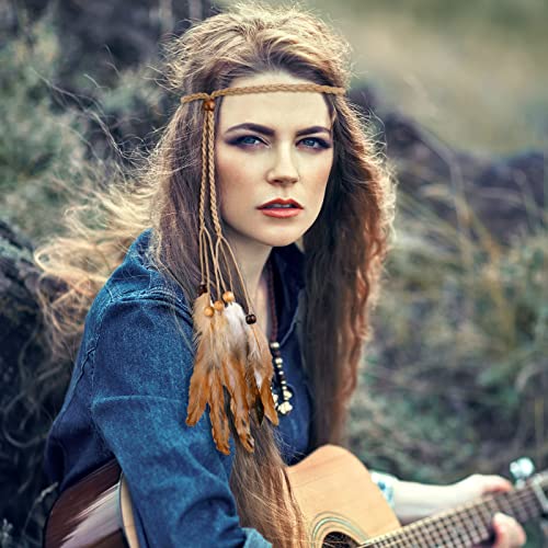 Bencailor 10-Piece Feather Hair Clip Extensions - Boho Hippie Headwear