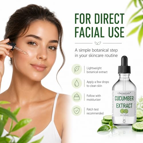 t.botanicals Cucumber Extract Liquid Glycerite 2 oz - Hydrating Skin Care Serum