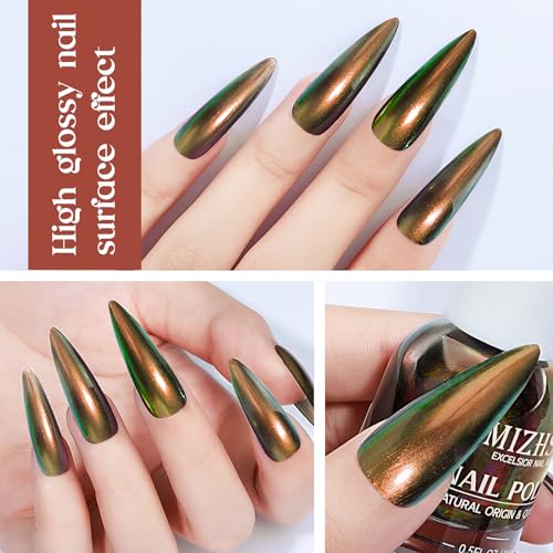 MIZHSE Chameleon Brown Nail Polish Quick Dry 15ml - Air Dry, High Pigment