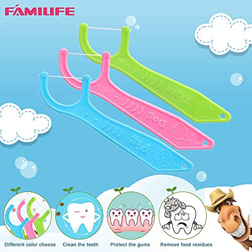 FAMILIFE Animal Kids Floss Picks 200 Count with Travel Cases - Fluoride-Free Dental Floss for Children