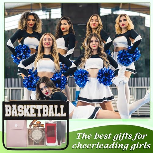 Aliceset 6 Pcs Basketball Chenille Letter Makeup Bags - Orange & Black