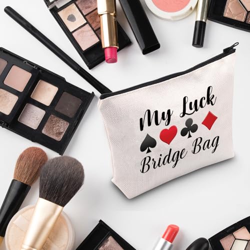 G2TUP White Bridge Player Cosmetic Bag - Card Game Lover Gift, Travel Organizer