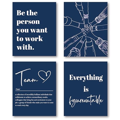 Motivational Wall Art Prints Set of 4 - 8x10 Unframed Decor