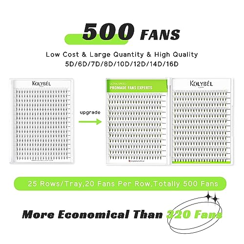 500 Premade Lash Fans 10D 0.07 D Curl 8-15mm - Kolybel Volume Lash Extensions