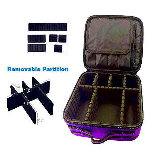 Semilyn Purple Travel Makeup Bag - Organizer with Adjustable Dividers