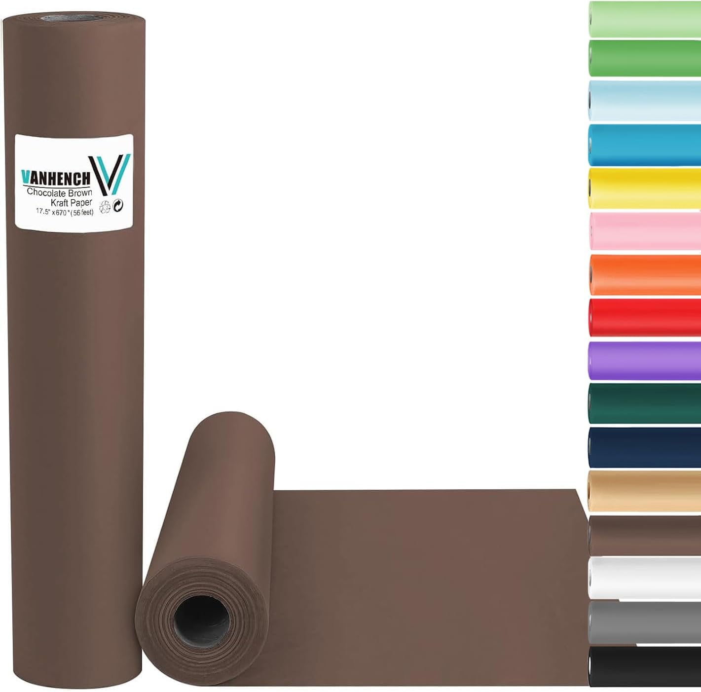 Brown Wrapping Paper Roll - Craft Kraft Packing Paper 17.5"x1200" for Gifts, Arts, & Moving Supplies | 70GSM
