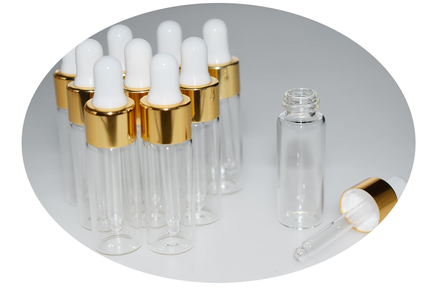 Hustar Small Dropper Bottle, 10pcs 5ml Mini Sample Dropper Bottles Mini Makeup Containers for Travel Liquids Tiny Glass