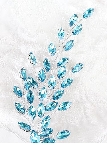 Brihasory 7Colors Light Blue Bridal Hair Vine Headband for Weddings & Parties