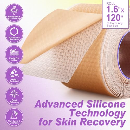 FRESINIDER Silicone Scar Sheets Roll - 1.6" X 120" (3 Meters) Tape