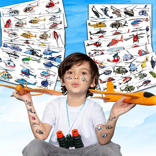 102-Piece Helicopter & Airplane Temporary Tattoos for Kids