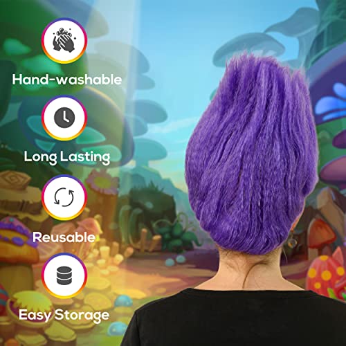 Deluxe Purple Troll Wig for Adults | Unisex Costume Hair