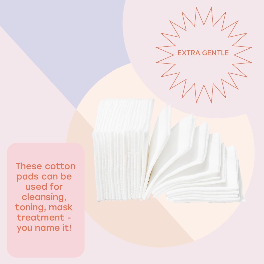 Naked Cotton Classic Pads - Premium 100% Cotton Toner & Makeup Remover | Unbleached, Lint-Free, Extra Soft | 100 Count