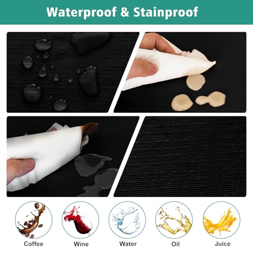 LUSHVIDA Waterproof Fitted Table Cover 34x34 inch - 2 Pack Black