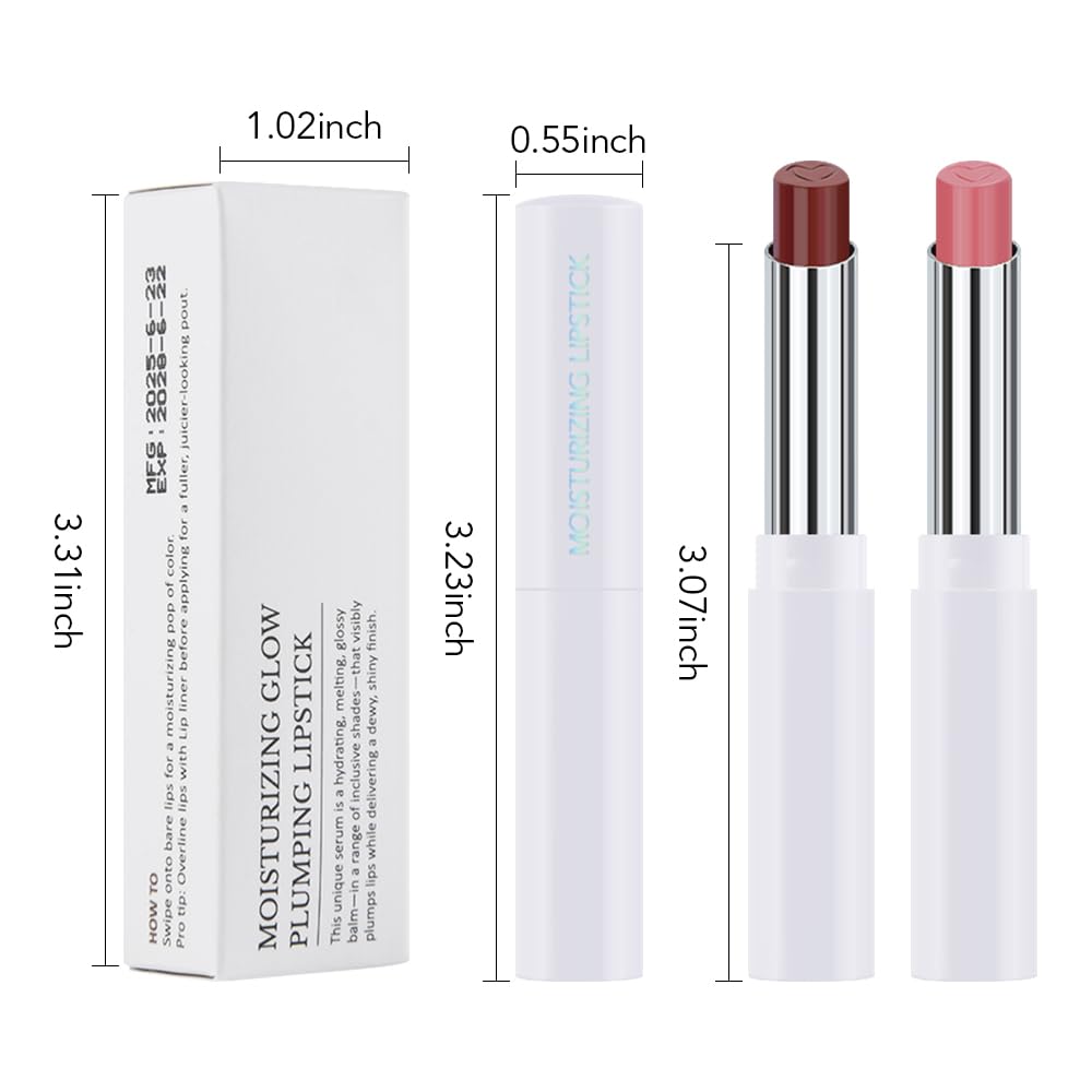 HHLTOH 2Pcs Tinted Lip Balm Moisturizing Lipstick – Waterproof Hydrating Matte Lip Balm for Women, Creamy Natural Color Stain for Dry Lips, Soft Matte Finish (#5 Deep Cherry Brown & #08 Alluring Pink)