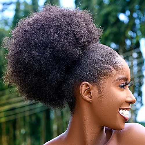Short Curly Drawstring Ponytail Extension for Black Women - No Bangs (1B)