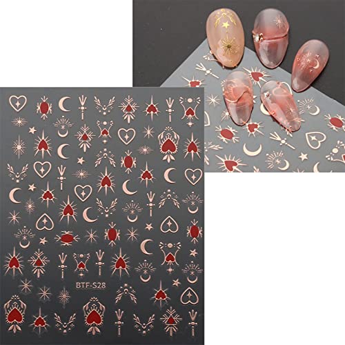 Self-Adhesive Moon & Star Nail Art Stickers - 9 Sheets