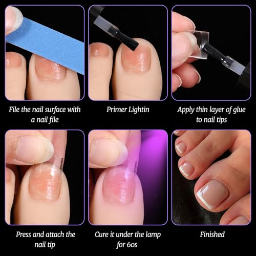 240 PCS Acrylic Clear Toe Nail Tips - Square Shape for DIY & Salons