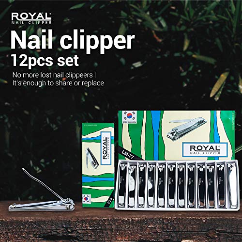 ROYAL Silver Large Nail Clippers with Curved Blades - 12PCS