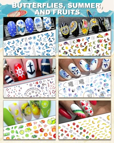 IDDFEVE 30 Sheets All Holiday & Seasonal Nail Stickers - Colorful Self-Adhesive Nail Art Decals