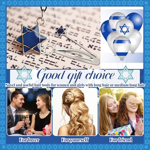 48 Pcs Star of David Kippah Clips - Metal Yarmulke Hair Fasteners