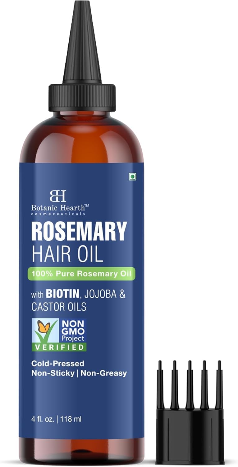 Rosemary Oil for Hair Growth - 100% Pure Biotin Infused Treatment | Nourishing & Volumizing | 2 fl oz, Blue