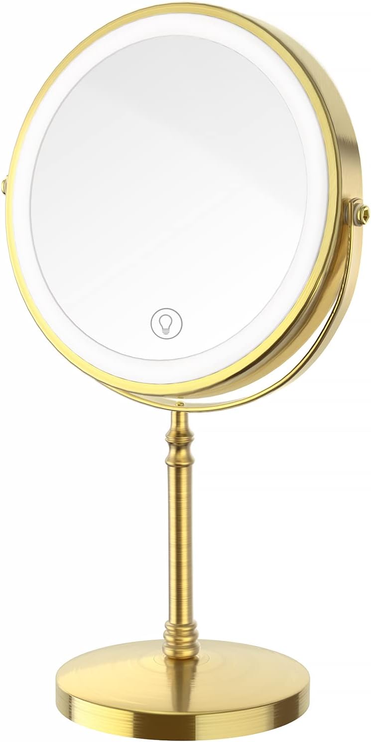Double-Sided Makeup Mirror - 3000mAh Rechargeable Vanity Mirror | 1X/10X Magnification, Adjustable Brightness, 3 Colors