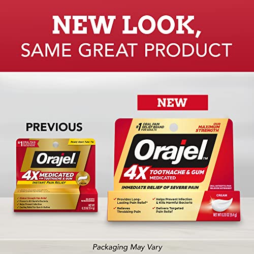 Orajel 4X Max Strength Toothache & Gum Pain Relief Cream 0.33oz