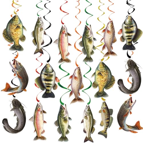 Fishing Theme Birthday Party Decorations - 18 Pre-Strung Swirls