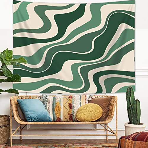 Sage Green Swirls Tapestry - Vintage Abstract Wall Art 60x40