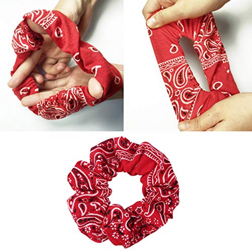 Paisley Print Cotton Scrunchies Hair Ties 5PCS for Women, Elastic Hair Elastics