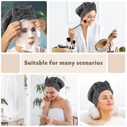 SUNLAND Microfiber Hair Drying Cap 2 Pack - Absorbent Turban for Wet Hair
