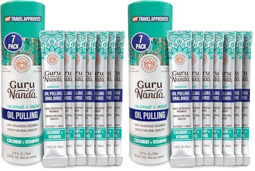GuruNanda Coconut Oil Pulling Mouthwash Sachets, 0.34 Fl Oz (Pack of 14)