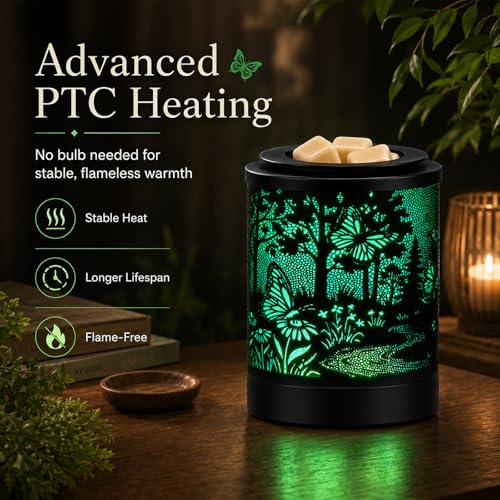 Butterfly Forest Wax Warmer with 7-Color LED Night Light & Timer