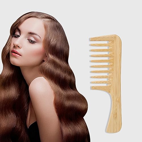 Dioche Bamboo Wide Tooth Comb for Women Men Kids, Anti Static Hair