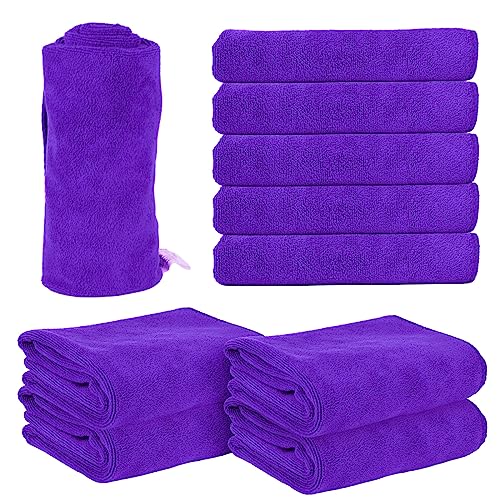 Precious Harvest Purple Microfiber Salon Towels, Pack of 12, Fast Absorbent & Soft, 30 x 14 Inches