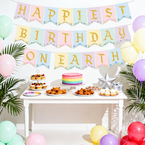 Happiest Birthday on Earth Banner - Princess Theme Decor