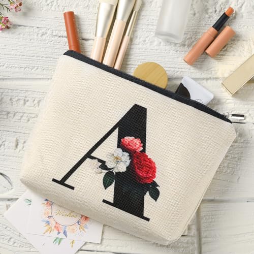 Gyflo Personalized Initial A Travel Makeup Bag for Women - Monogram Cosmetic Organizer, Gift Idea