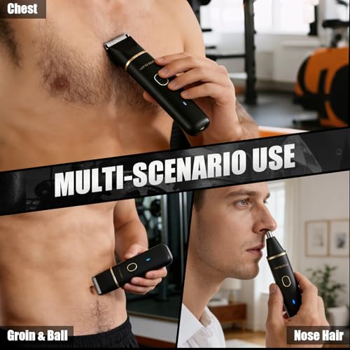 Yorelolo 2-in-1 Body Hair Trimmer & Nose Groomer, IPX7 Waterproof Shaver