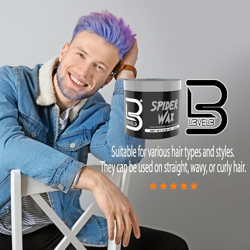 L3 Spider Wax for Men - Strong Hold Hair Wax 3.38 oz - Volume & Texture