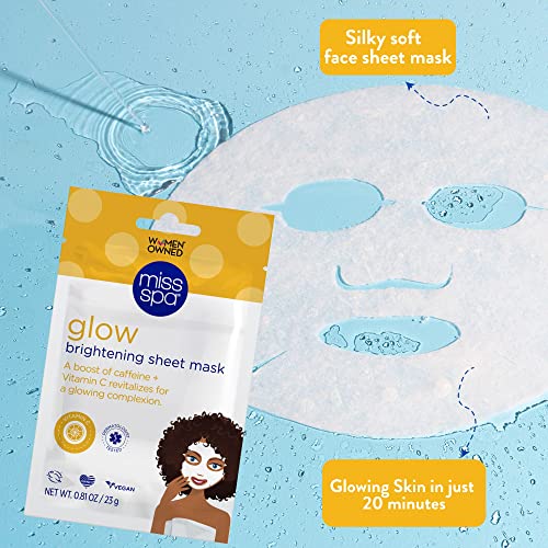 MISS SPA Brightening Vitamin C & Caffeine Face Mask Set - 4 Pack, Anti-Aging Skin Care