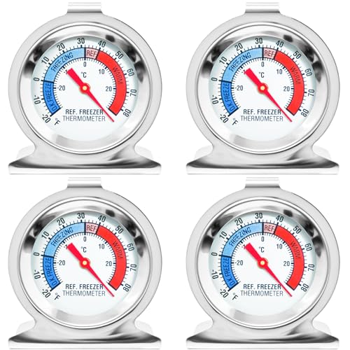 4-Pack Refrigerator Thermometers with Large Dial -30°C to 30°C