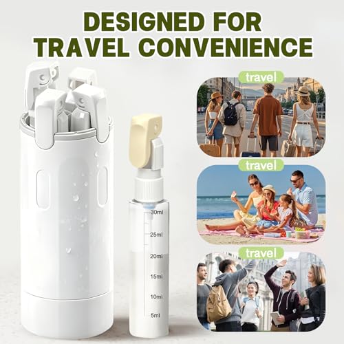 4 in 1 Travel Dispenser - White 30ML Leak-Proof Bottles with Labels