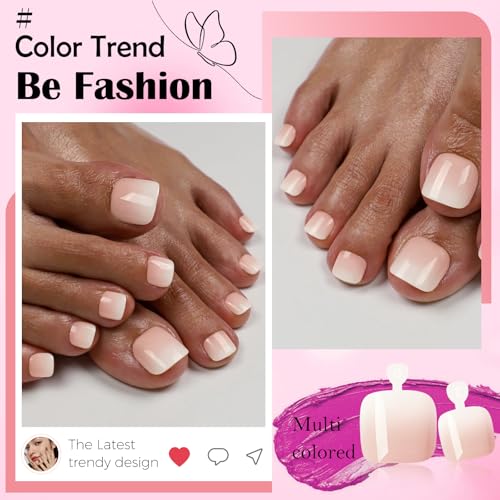Ombre LoveOurHome 120pc Press On Toenails Kit for Toes - Glue On Short Square False Nails