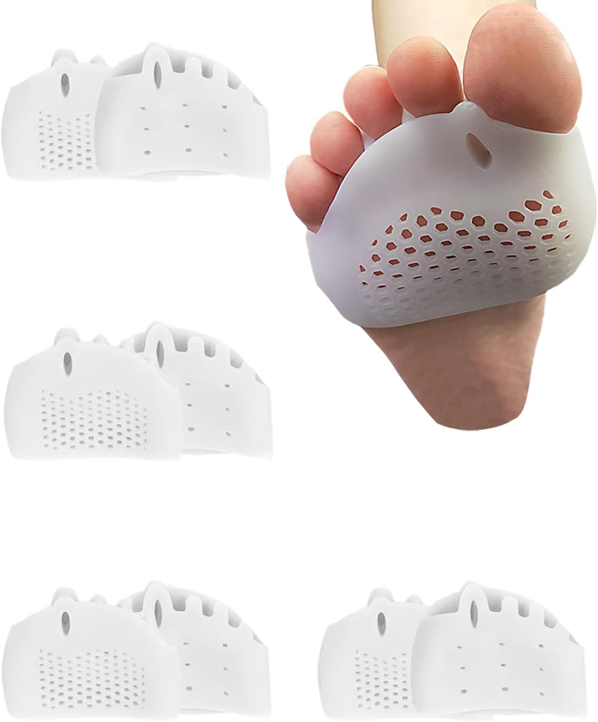 Metatarsal Gel Pads - 4 Pairs Toe Spacers for Bunion & Hammertoe Relief | Foot Pain Correctors for Men & Women