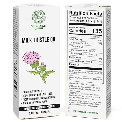 Siberian Green Milk Thistle Oil - 100% Natural Cold Pressed, 100ml
