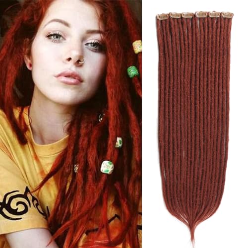 Kyriena Clip-In Dreadlock Extensions, 24" Maroon Red (4PCS)
